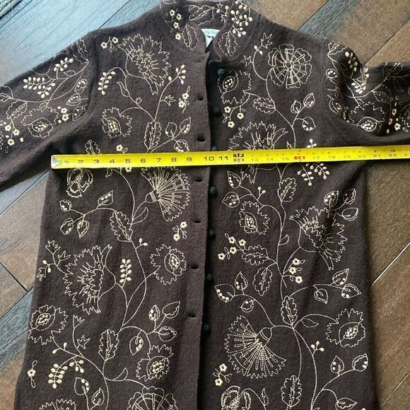 Cambridge Dry Goods brown wool jacket blazer coat embroidered size small - Picture 12 of 13